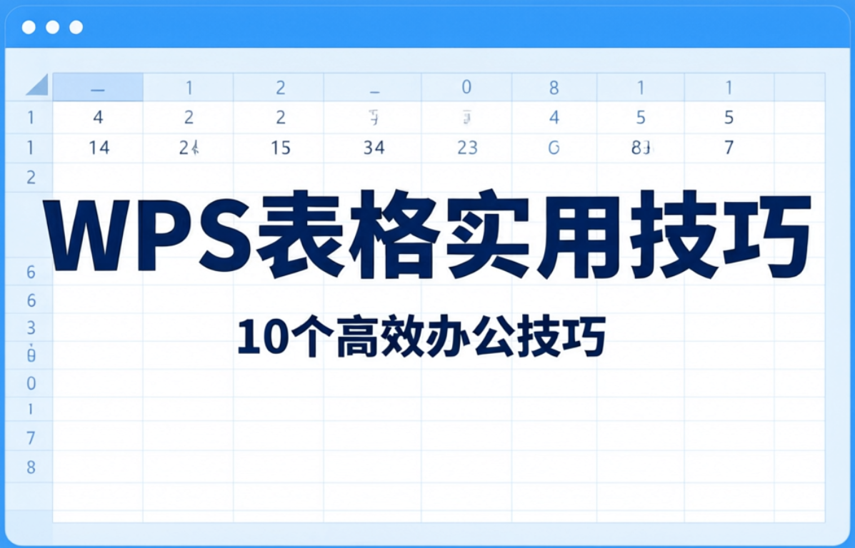 WPS表格10个最常用的高效技巧，学会了每天少加班半小时